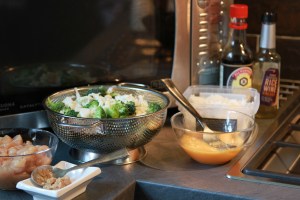 Get all your ingredients ready and to hand near your wok of you can. 