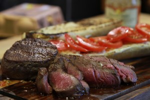 Slice your meat and layer the tomatoes on the bread